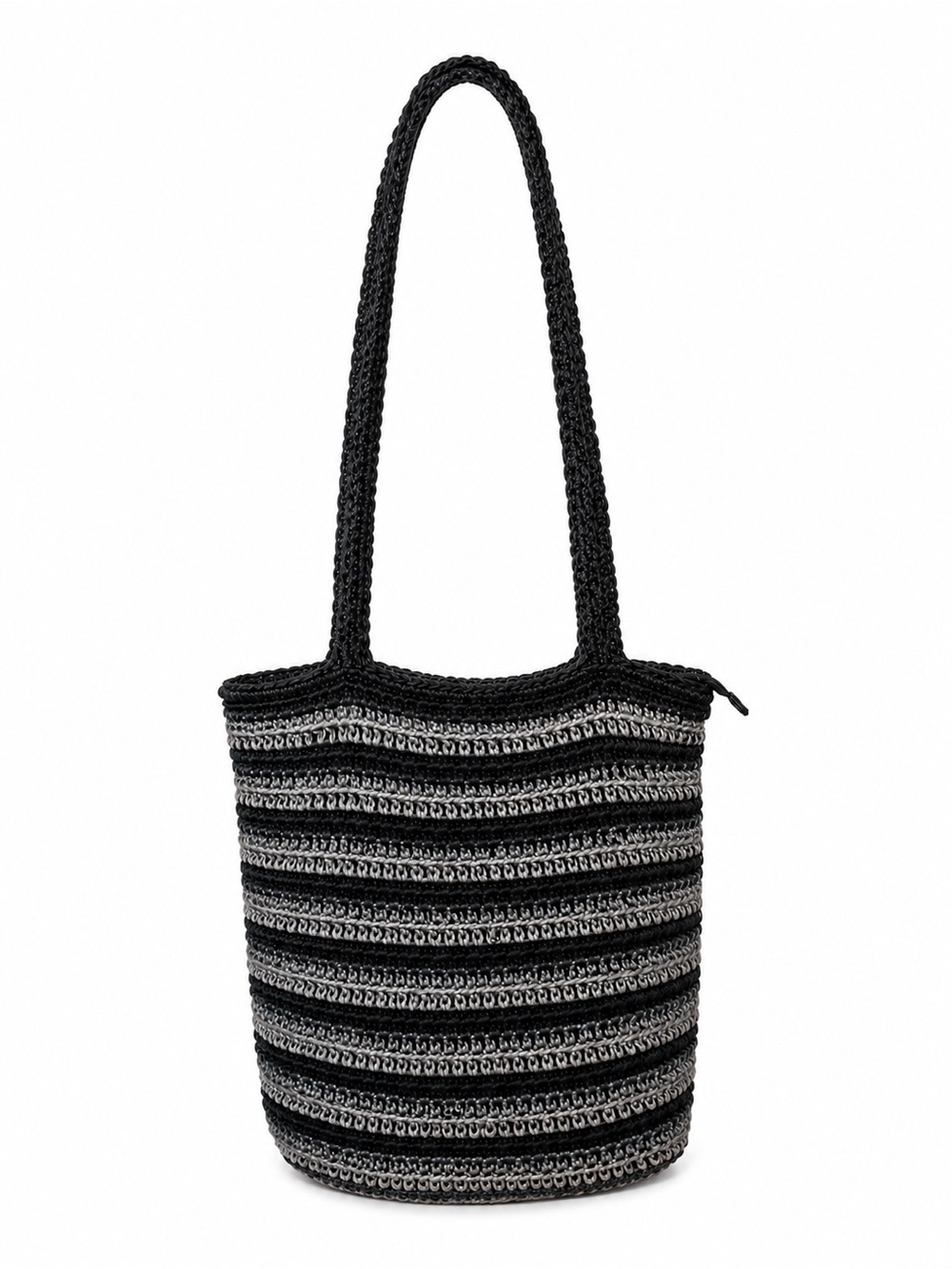 Black & Gray Crochet Shoulder Tote Bag - Women